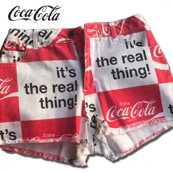 Coca Cola Pants - Coca Cola High Waist Jean Shorts Coca Cola Pants - Coca Cola High Waist Jean Shorts